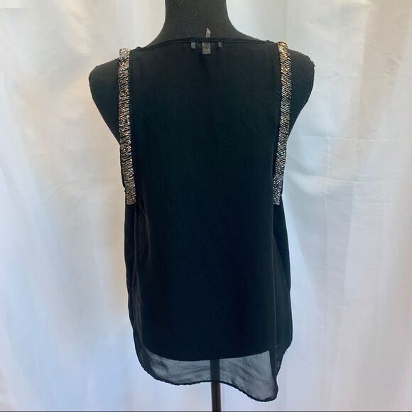 𝅺BUFFALO Black chiffon sheer beaded camisole blouse Sz S - Picture 3 of 8